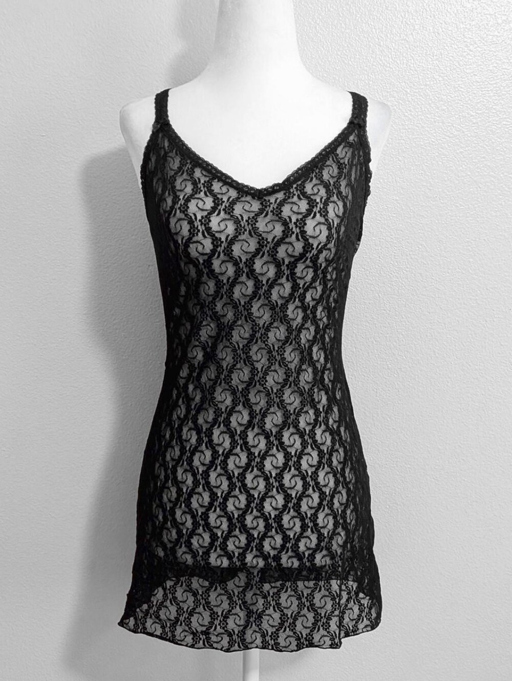 B.Tempt'd Black Gothic Sheer Lace Kiss Chemise Mini Dress | Size M